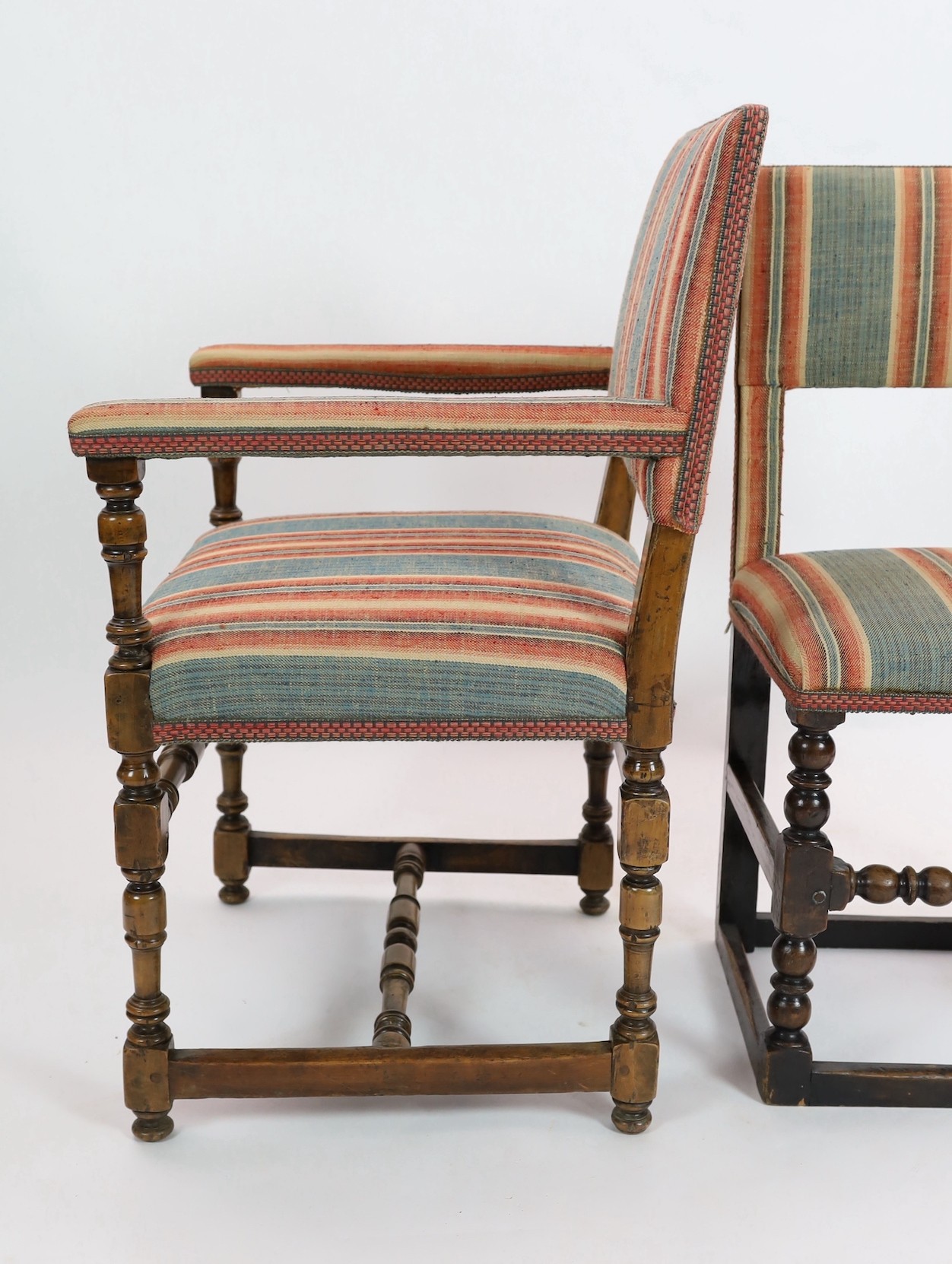 SOLD A matched set of twelve 17th century and later dining chairs